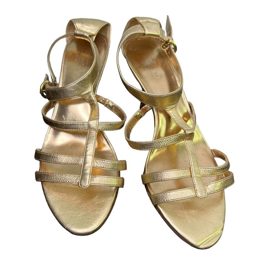 Coach, metallic gold strap he sandals, size 8 B. #005